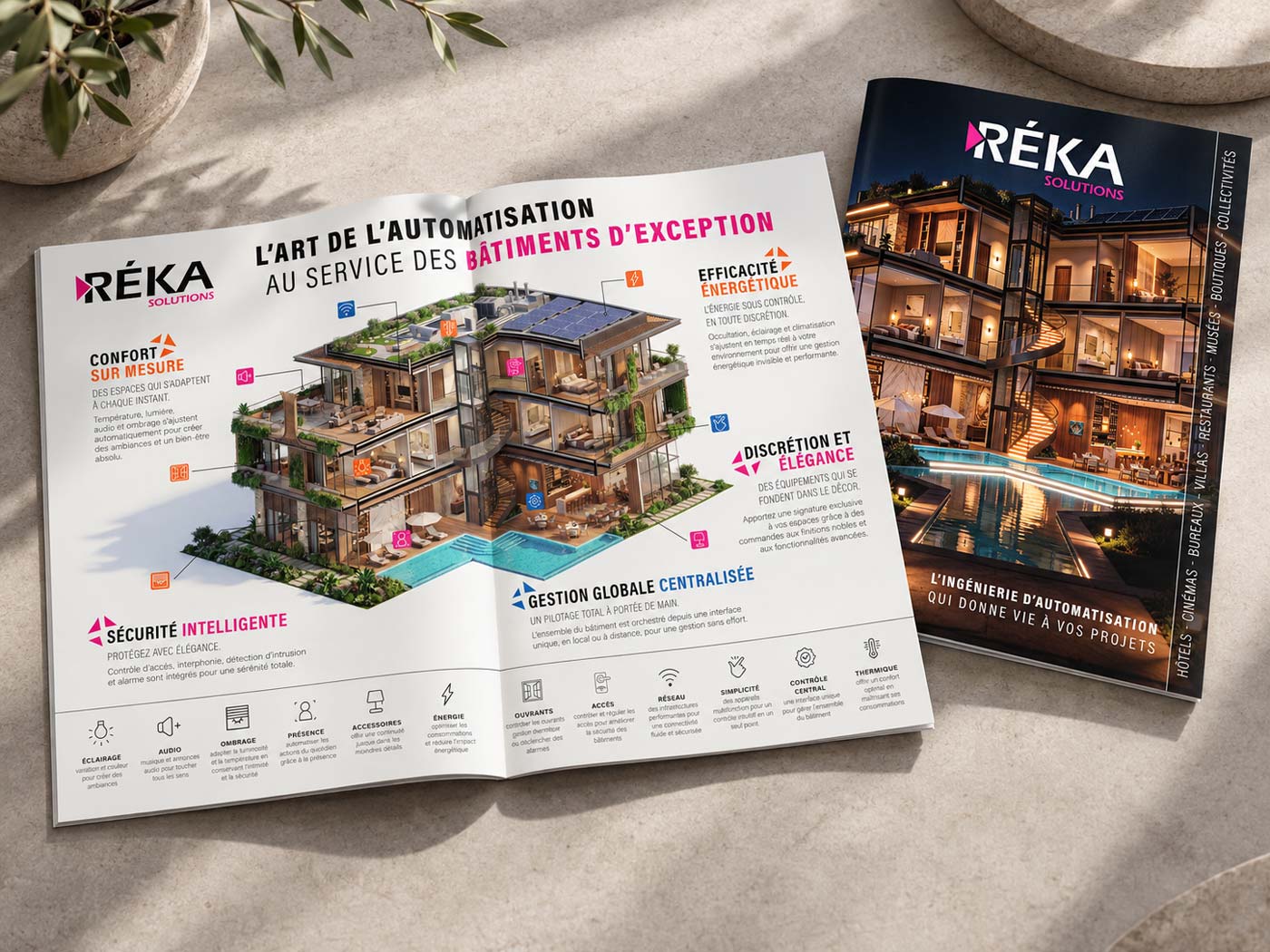 RÉKA Solutions - Conception d’une plaquette commerciale pour l’automatisation des bâtiments